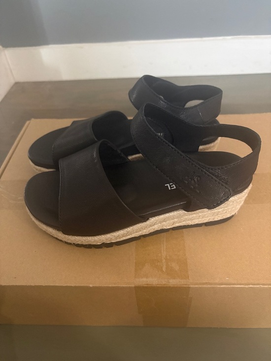 Joseph Seibel Shoes - Black Espadrille Platform Sandals with Ankle Strap